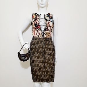 Fendi Monogram Zucca Pencil Skirt
